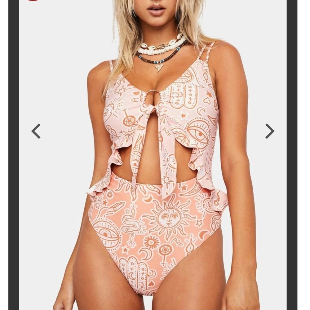 Power 2 The Flower Fleetwood Carlita Sun Moon Cutout One Piece Swimsuit Medium